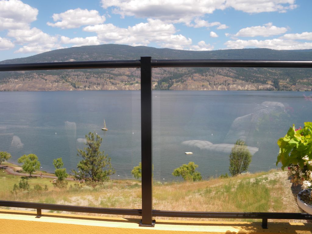 Century Glass & Aluminum railings overlooking a lake in the Okanagan Valley