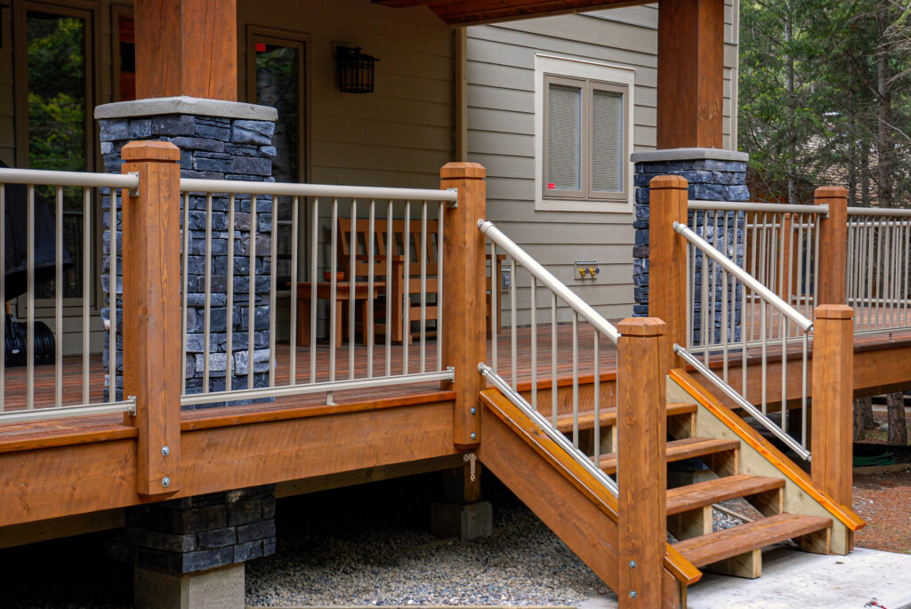 White Picket Railing with wood posts